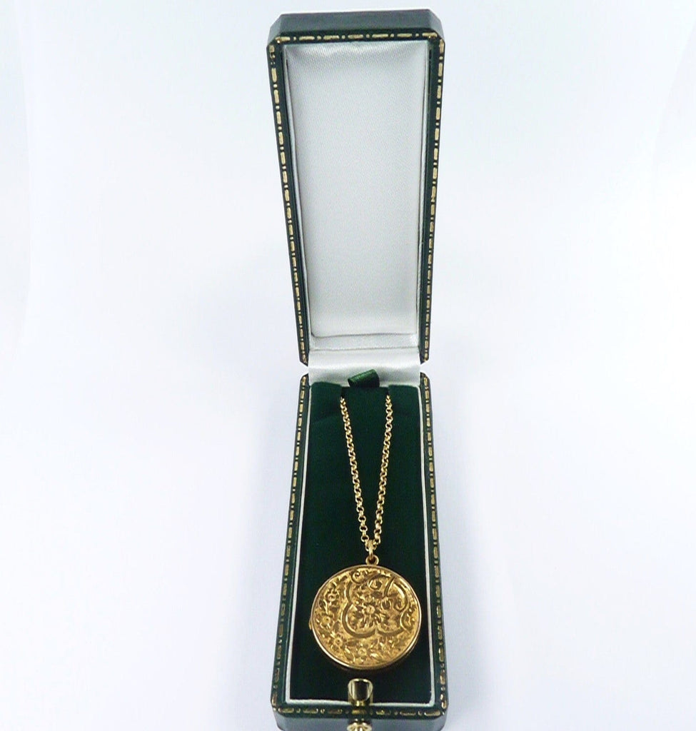 Cased Antique Gold Keepsake Locket With Necklace