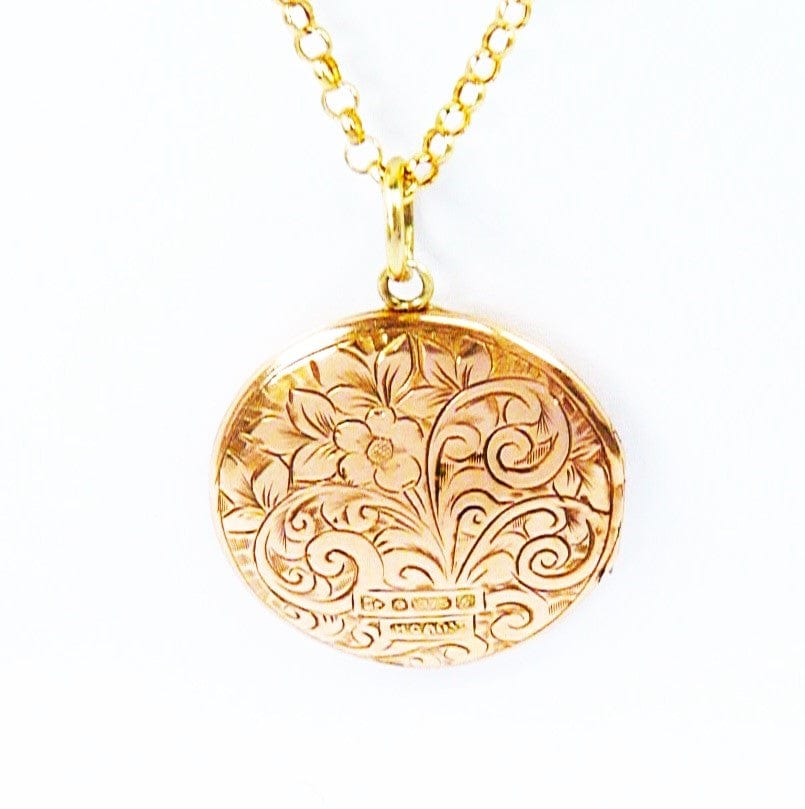 Ornate 375 Gold Locket Necklace