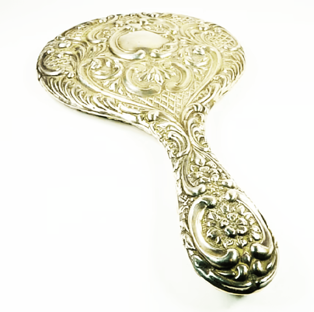 Ornate Sterling Silver Large Hand Mirror