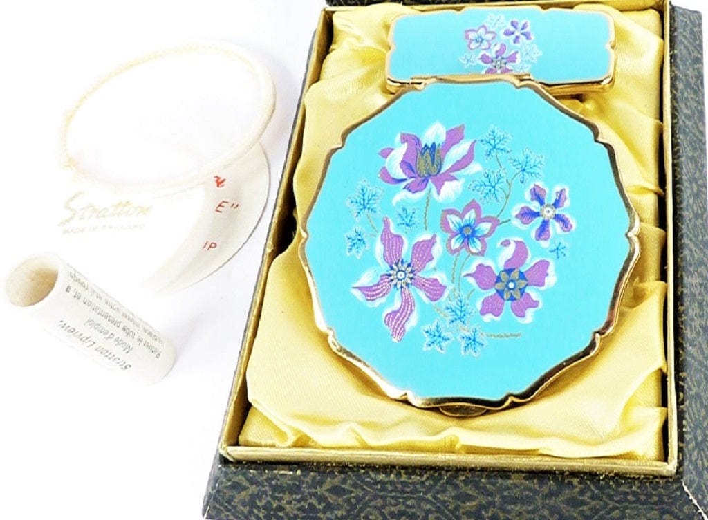 Gold Purple Turquoise Stratton Compact Mirror Set