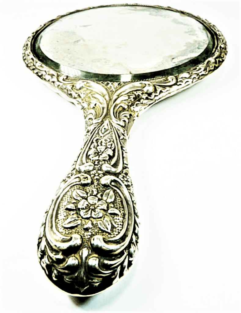 Repoussage Sterling Silver Hand Mirror