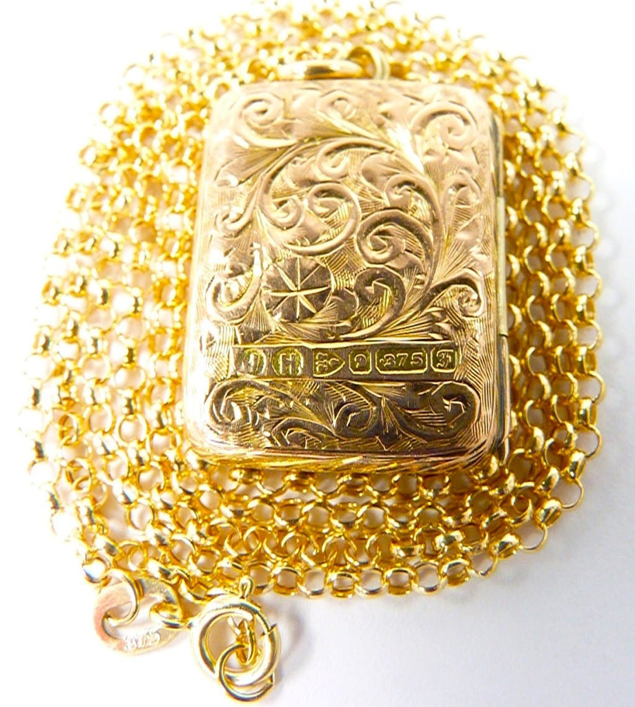 Solid Gold Rectangular Locket On Chain