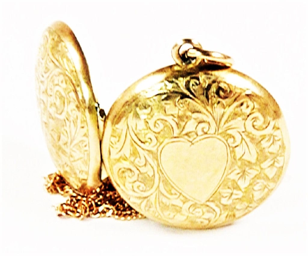 Antique Edwardian Gold Keepsake Locket With Ornate Necklace