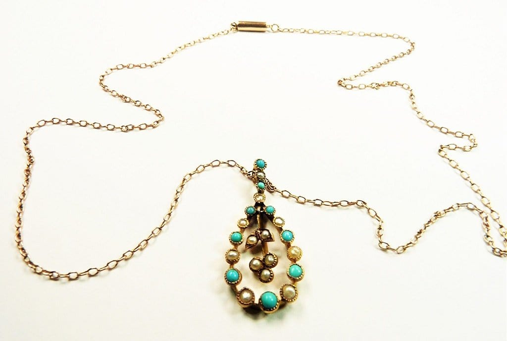 Antique Turquoise Seed Pearl Necklace