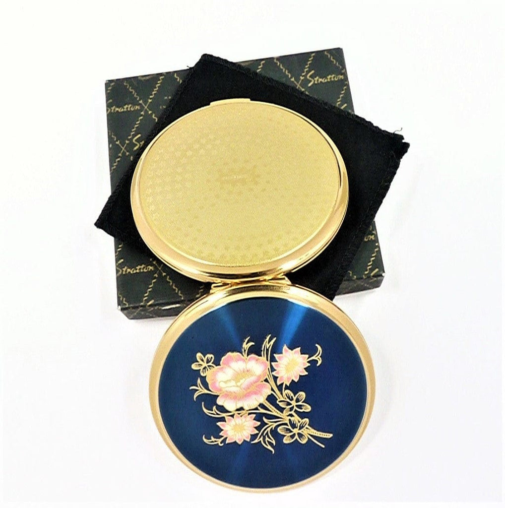 Blue Pink Gold Stratton Vintage Makeup Compact