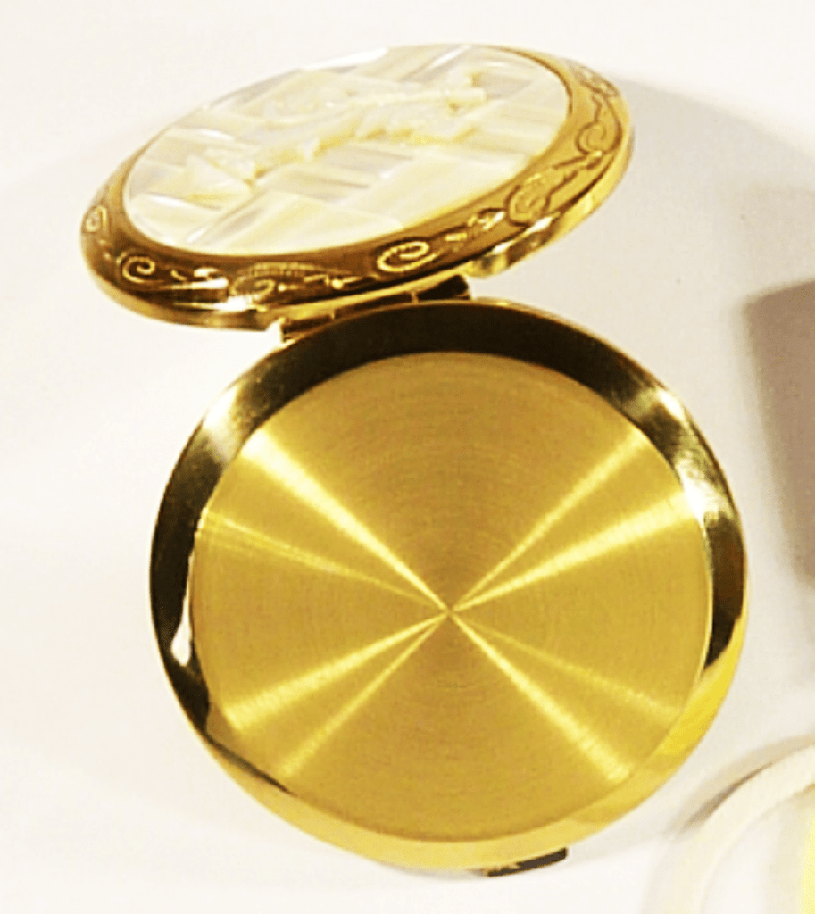 Brass And Mother Of Pearl Compact Mirror