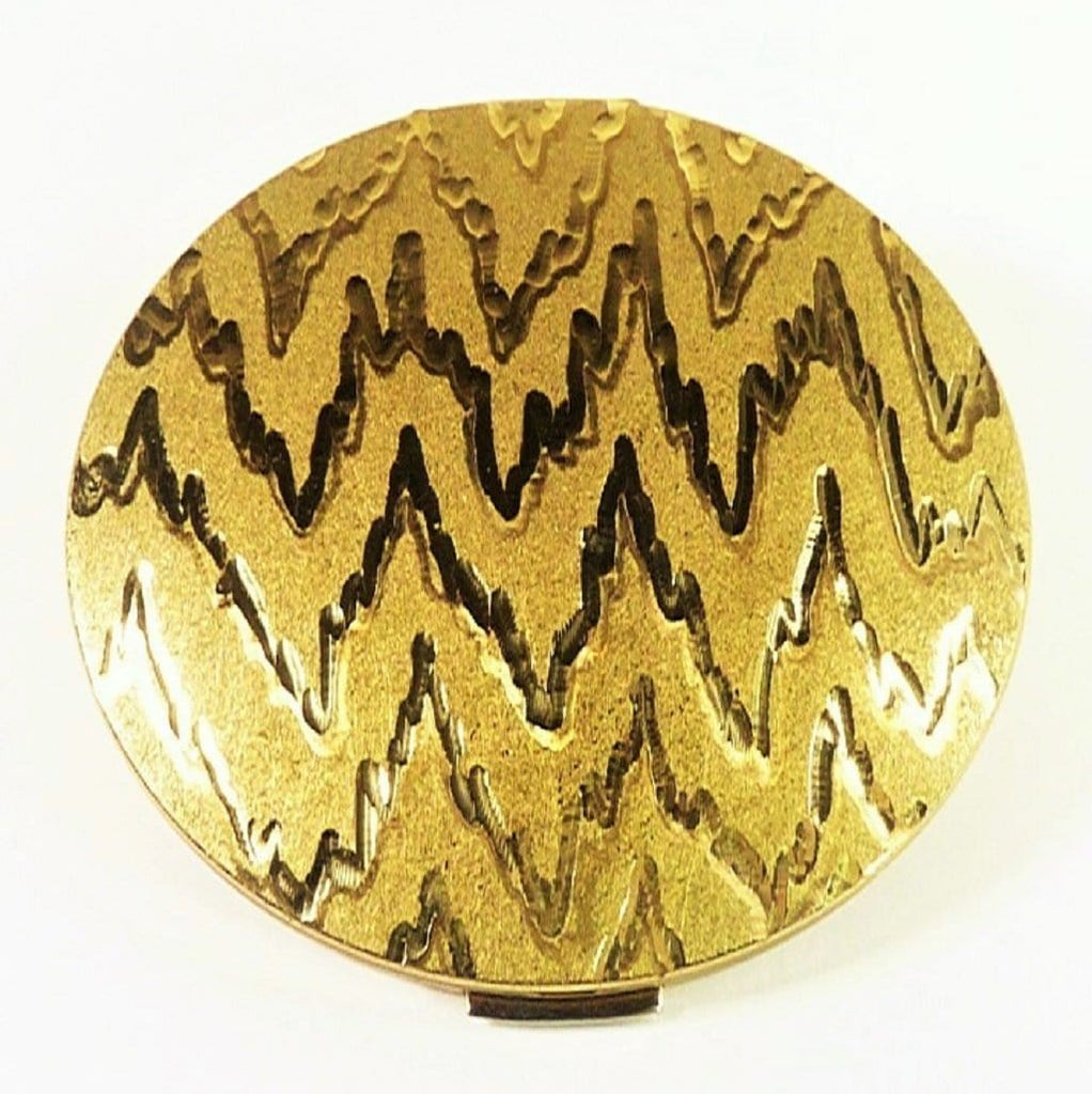 Gold Plated Zig Zag Pattern Stratton Compact Mirror