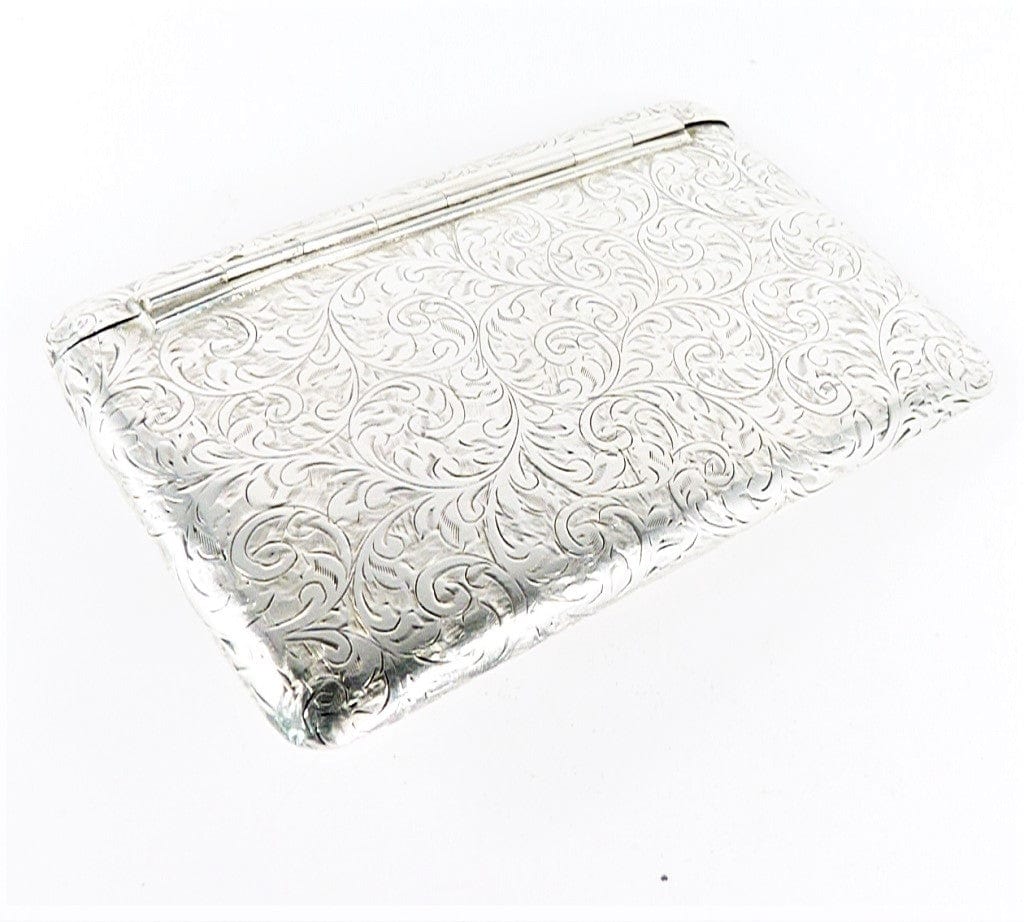 English Silver Engraved Antique Business Card Case