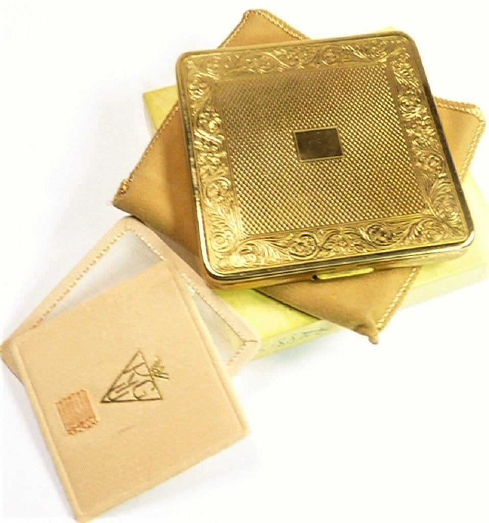 Gorgeous Golden Vintage Kigu Powder Compact