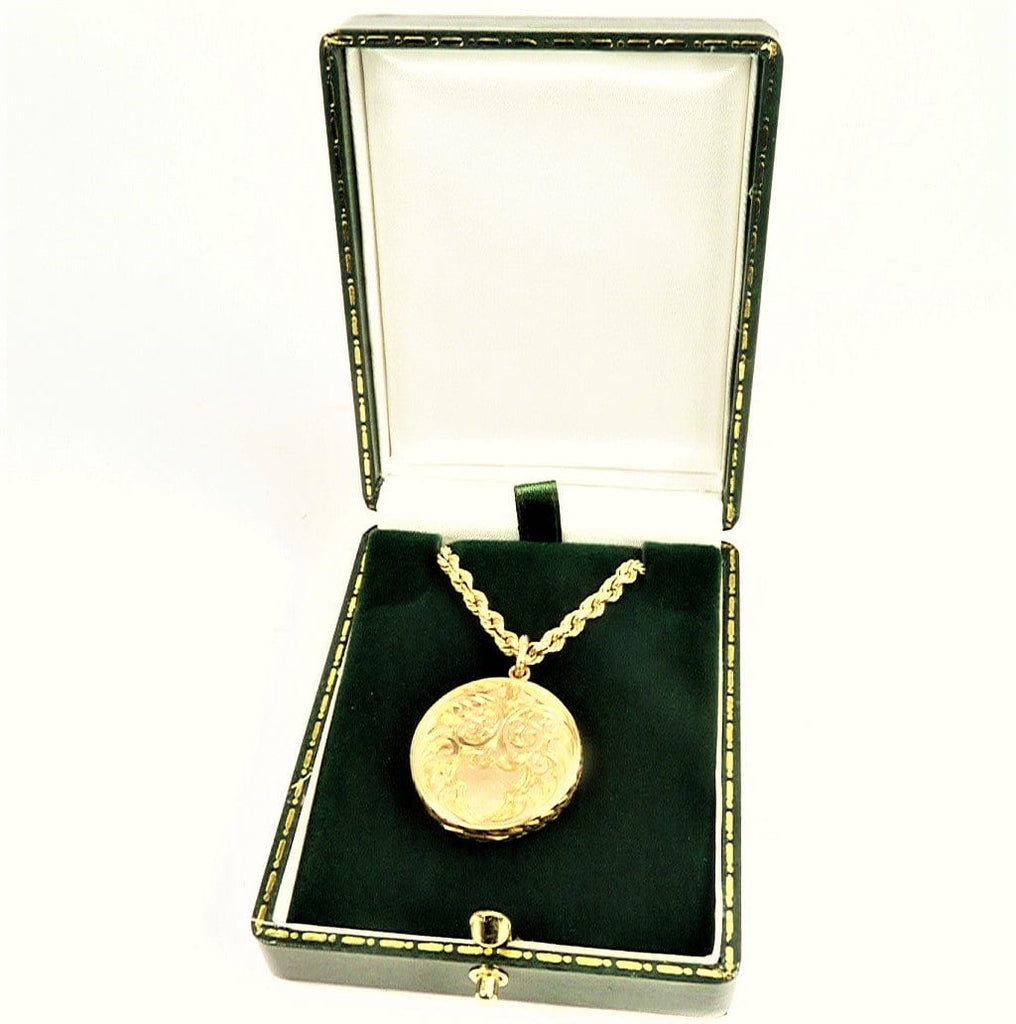 Hallmarked Gold Locket Necklace In Case
