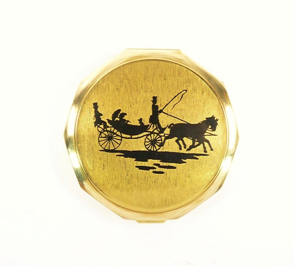 Horse Carriage Stratton Compact Puff Pouch Sifter
