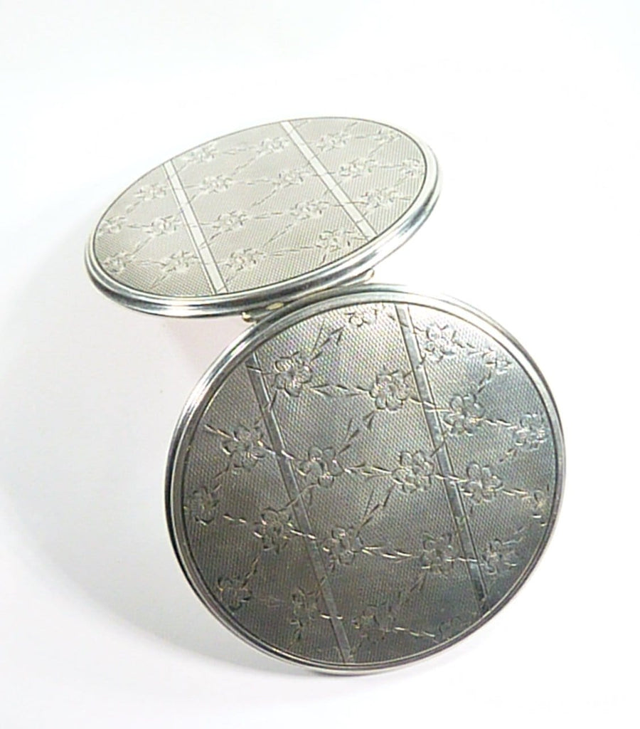 Large Art Deco Silver Loose Powder Compact
