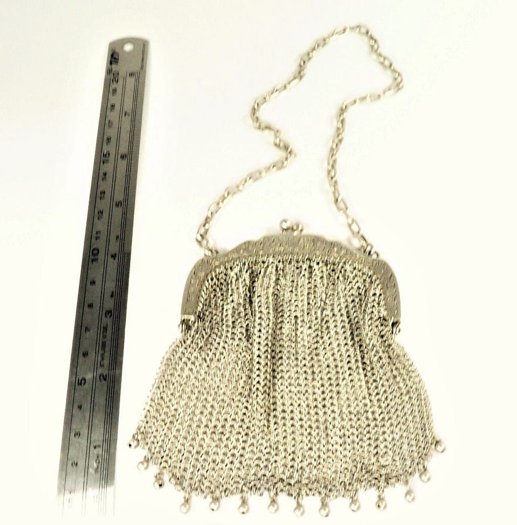 Medium sized Solid Silver Antique Chain Mail Purse