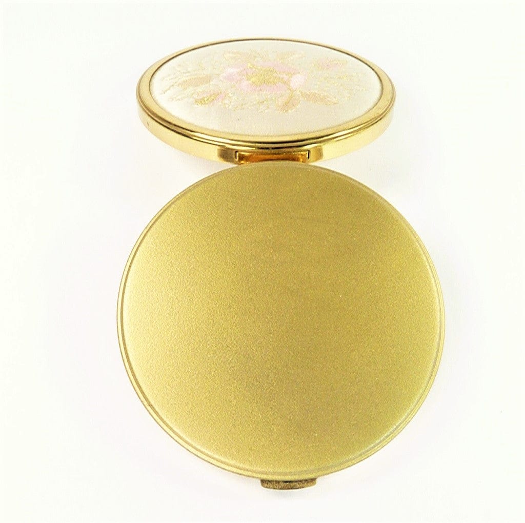 Pink Golden Petite Point Powder Compact