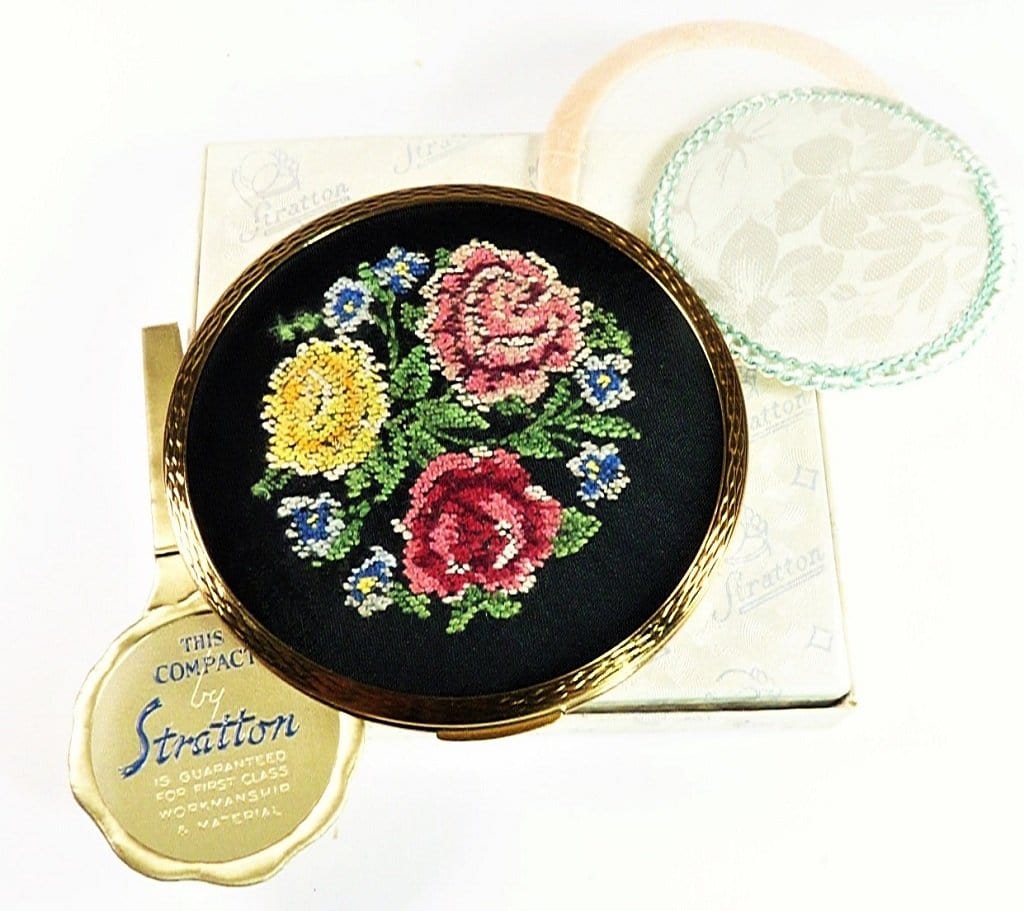 Boxed Unused Stratton Needle Point Compact Mirror
