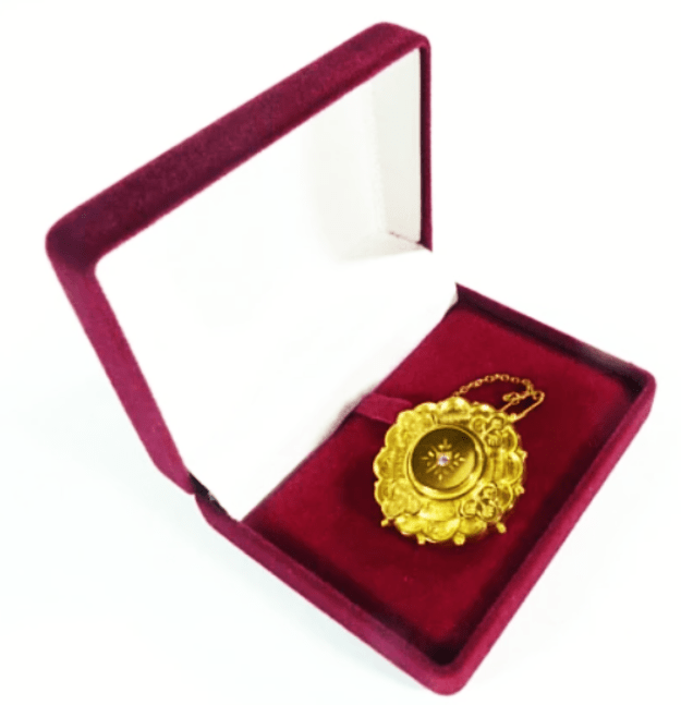 Victorian Gold Brooch In Jewellery Case