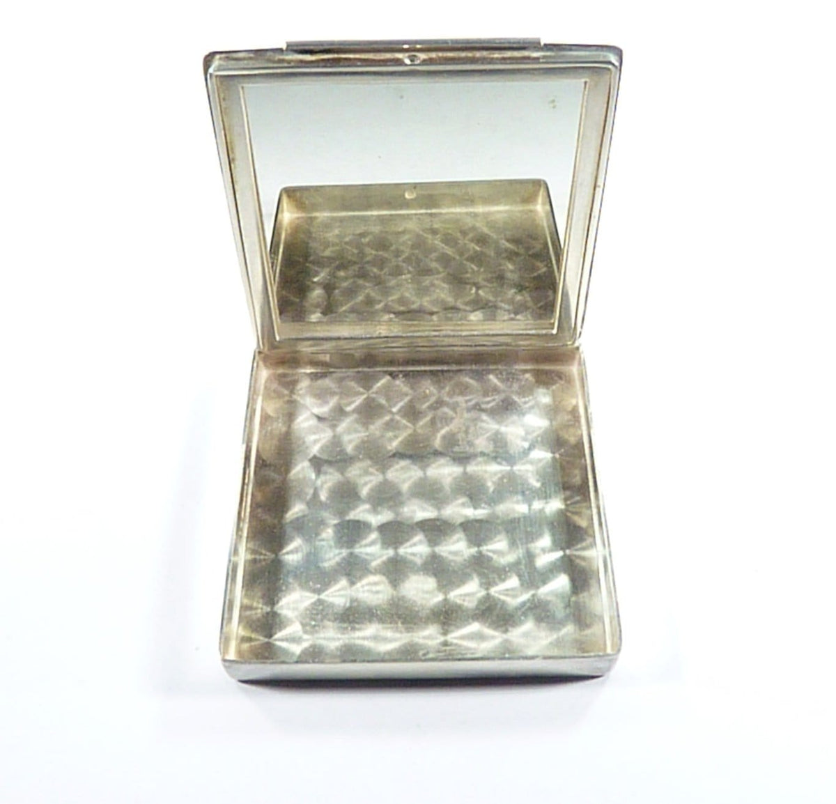 Sterling Silver Compact Mirror 21 Engraved Hearts The Vintage Compact
