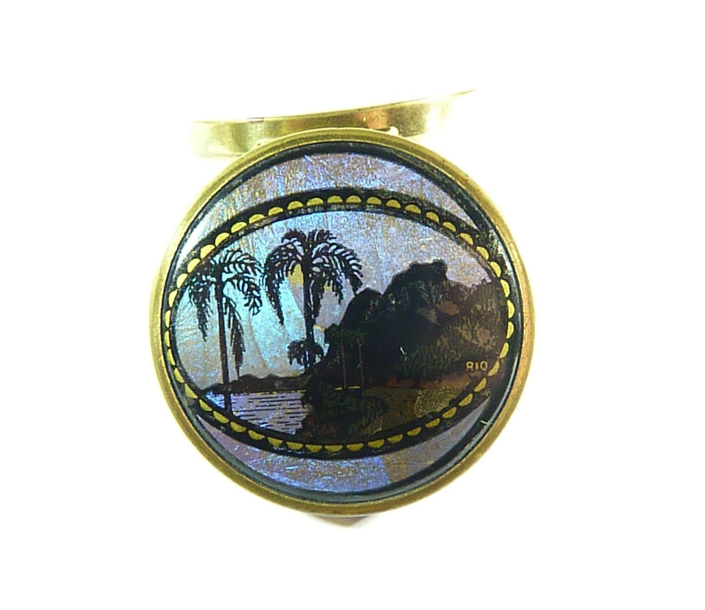 antique butterfly wing Coty Rio compact mirror