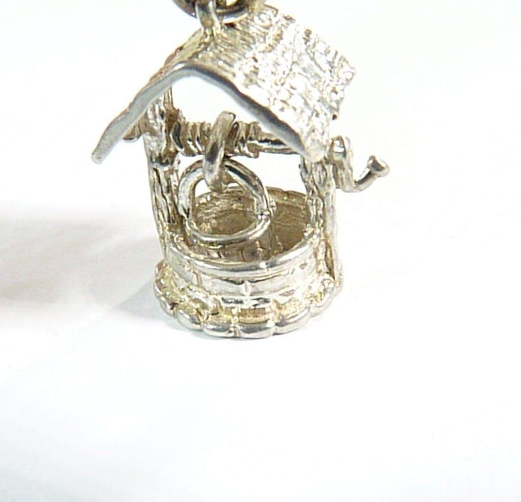 vintage silver wishing well charm