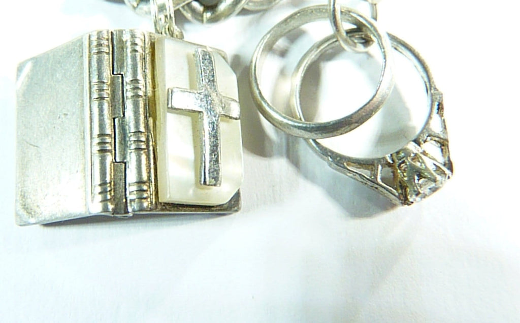 vintage sterling silver bible charm and wedding ring charms