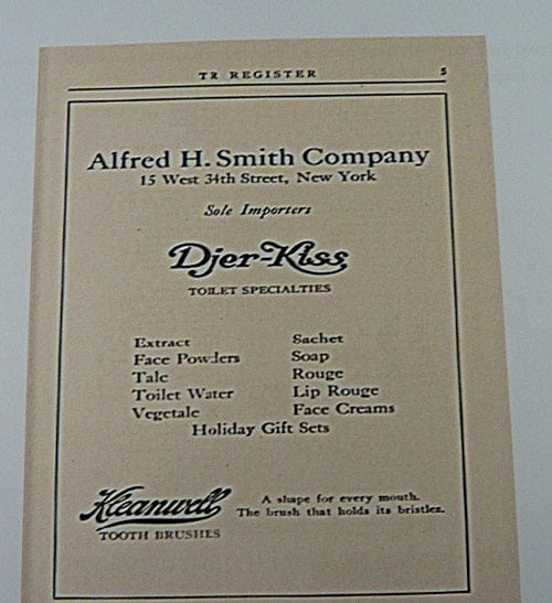 A Brief History Of Djer Kiss Brand Importer Alfred H. Smith Company