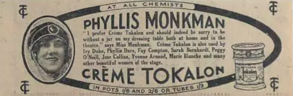 Phyllis Monkman Creme Tokalon Vintage Ad