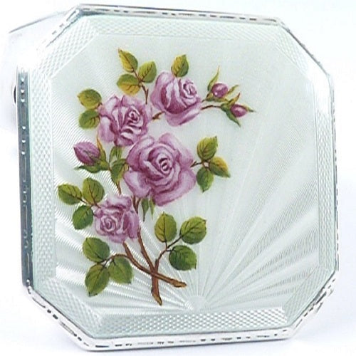 Sterling Silver And Guilloche Enamel Crisford And Norris Powder Compact