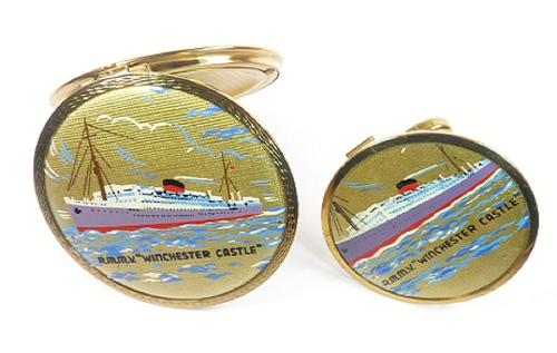Rare Vintage Stratton Foil Ship Compact Mirrors
