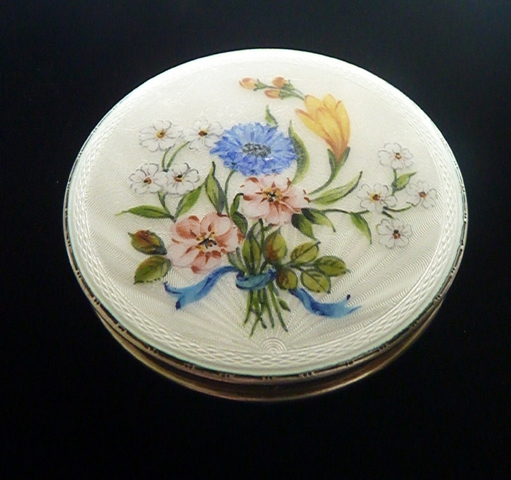 Silversmith Henry Clifford Davis And The Firm's Sterling Silver Guilloche Enamel Makeup Compacts