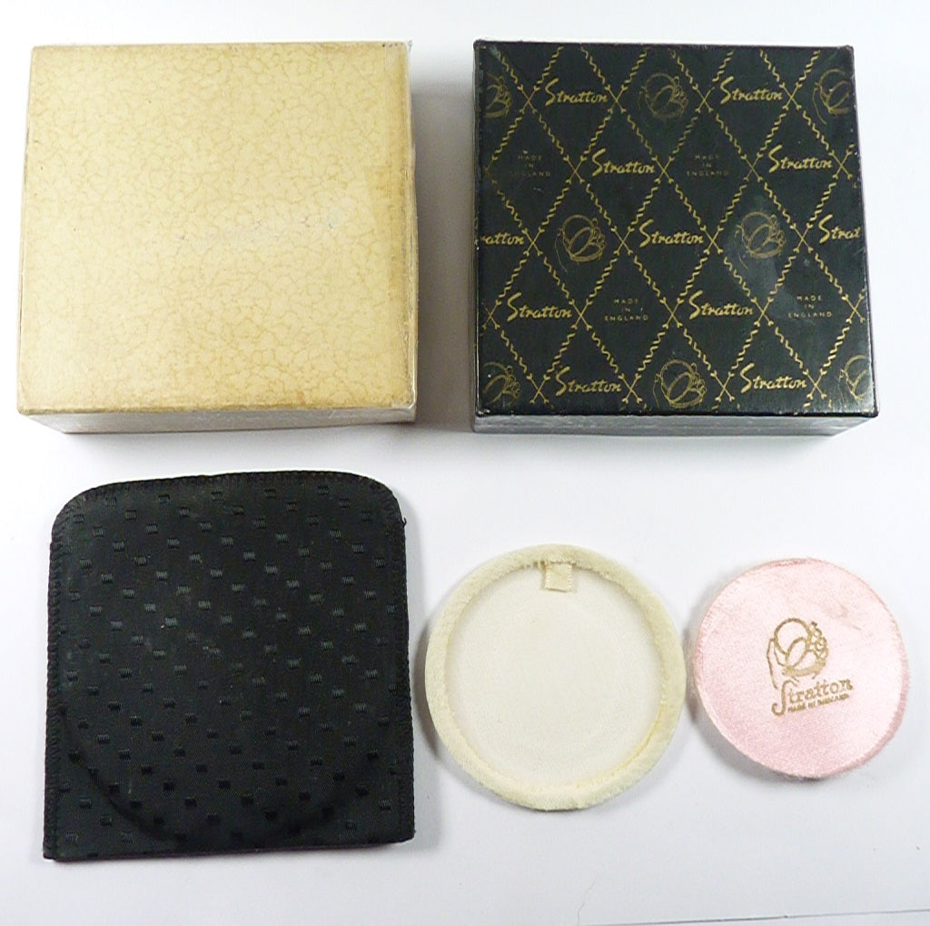 1950s Stratton Compact Mirror Box Pouch Puff Sifter