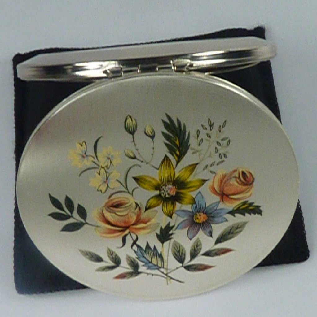 1960s Floral Handbag Mirror Compact