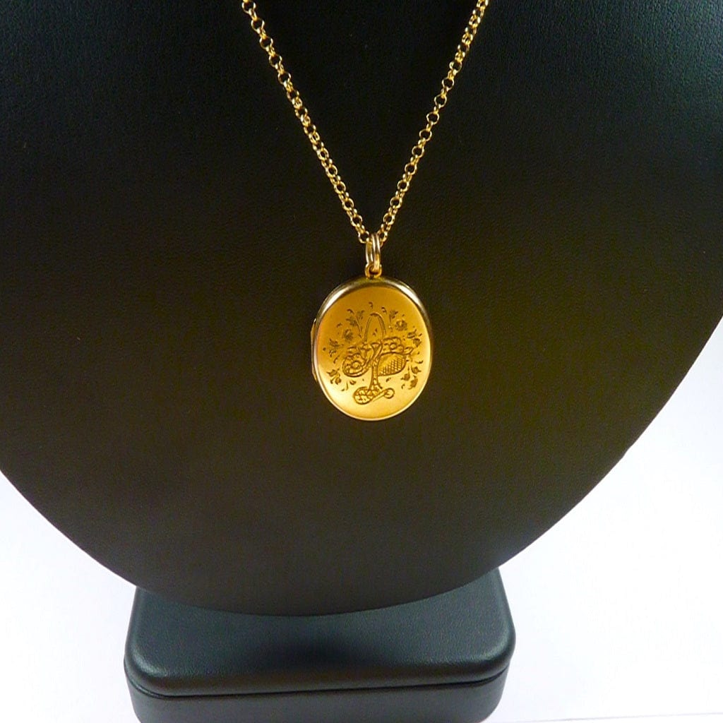 375 Antique Gold Locket Necklace