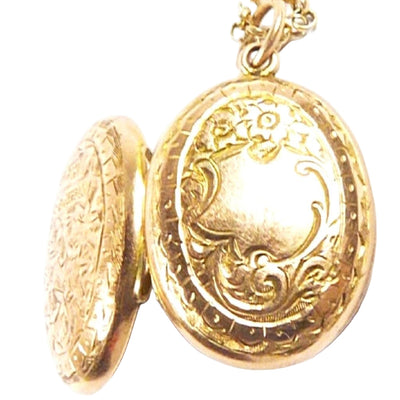 Solid Gold Antique Pendant Locket On 18 Inch 375 Gold Chain – The ...