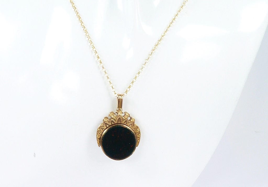 Antique Gold And Bloodstone Pendant Necklace