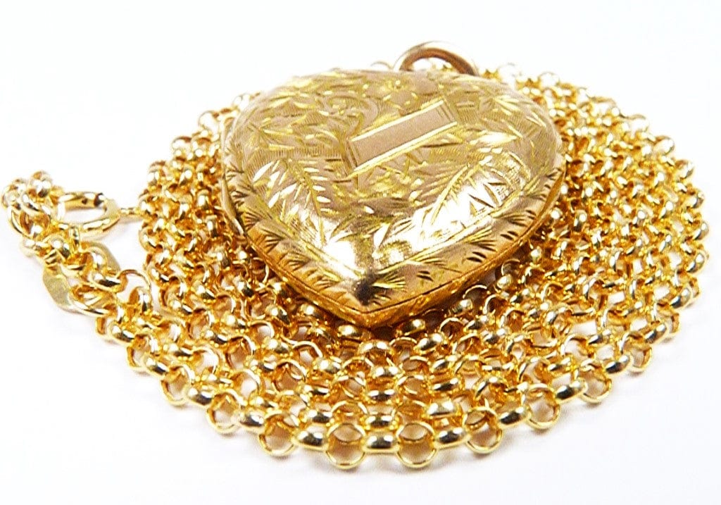 Antique Hallmarked Gold Heart Shaped Locket Necklace