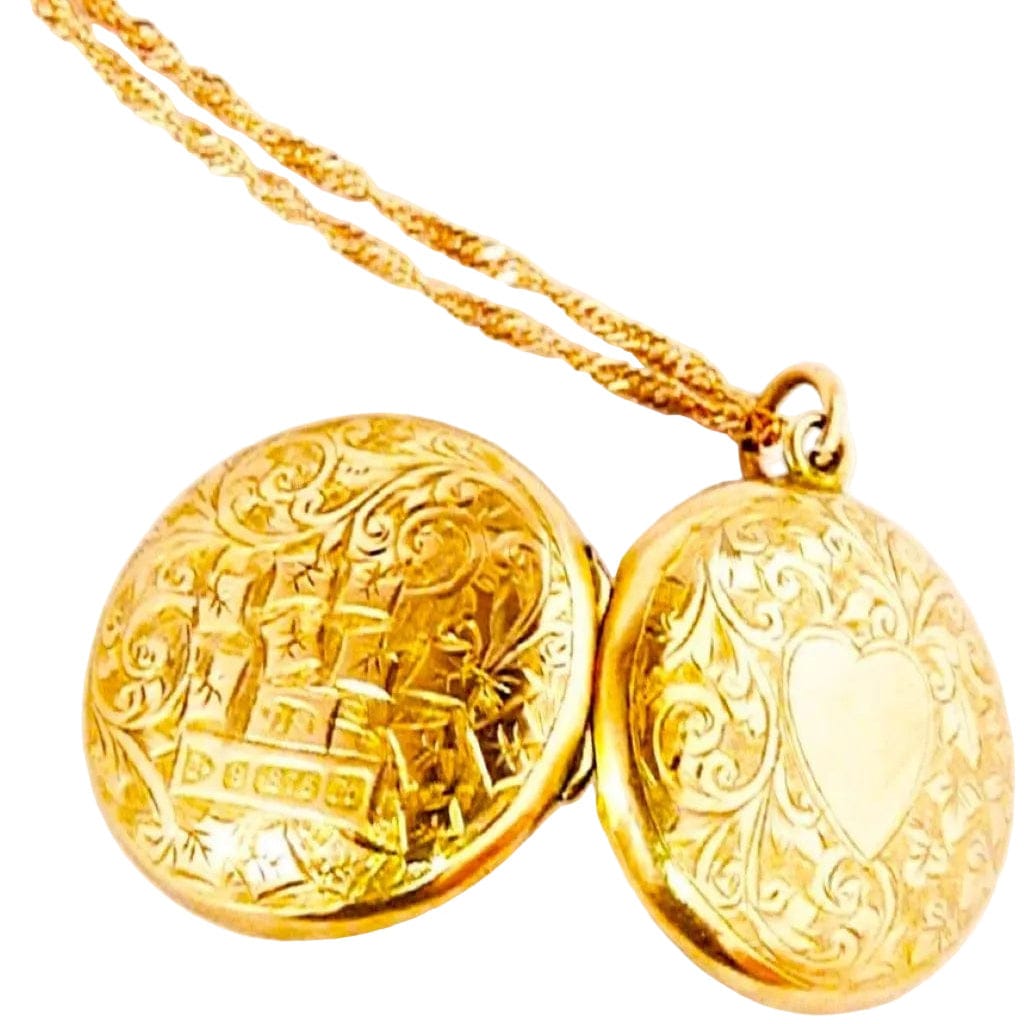 Antique Locket With Heart Shaped Motif Hallmarked Gold