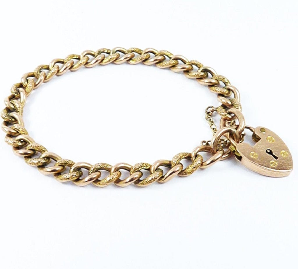 Victorian_Hallmarked Gold Bracelet With Heart Padlock