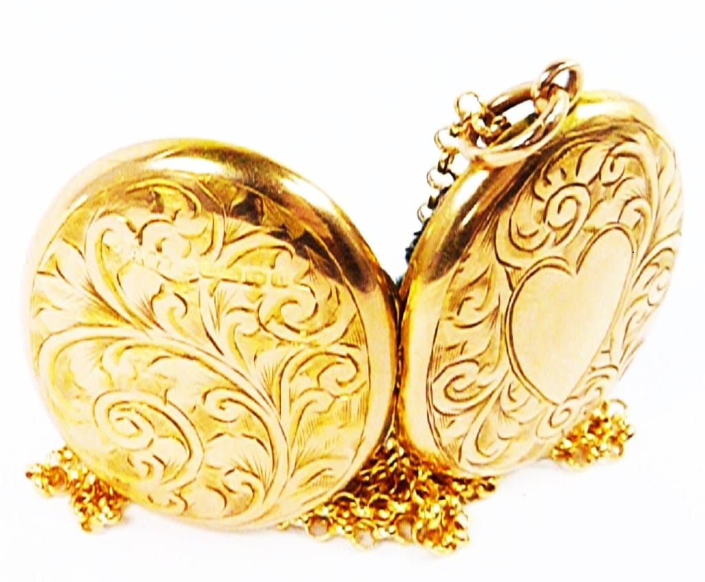 Antique Solid Gold Heart Locket Necklace