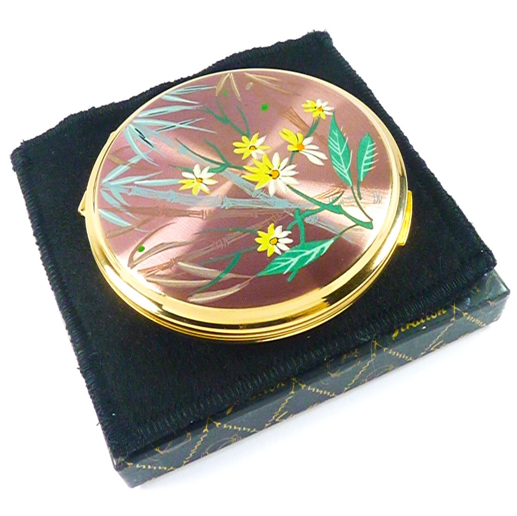 Bamboo Mirror Compact 1950s Unused