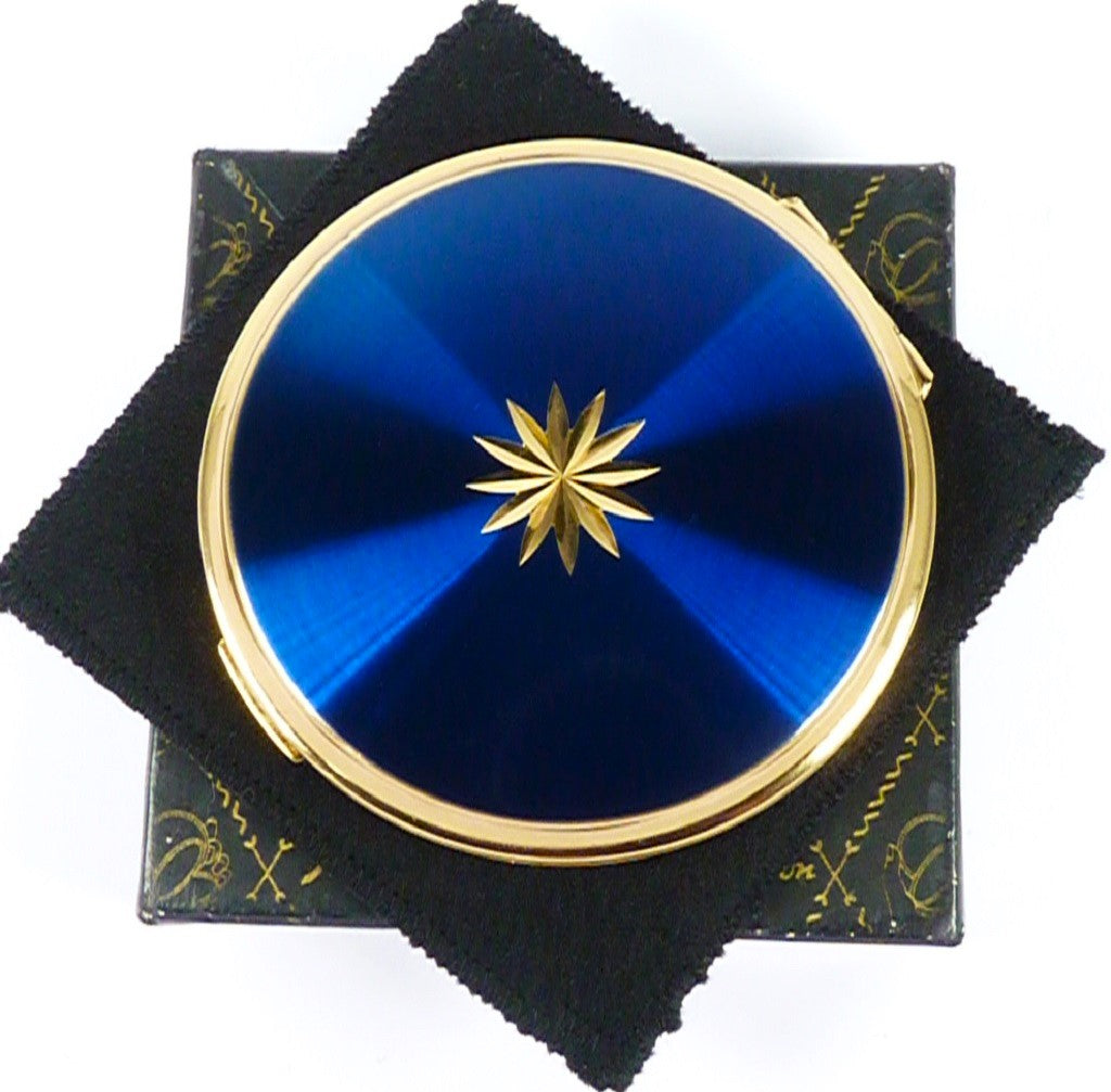 Blue And Gold Stratton Makeup Compact