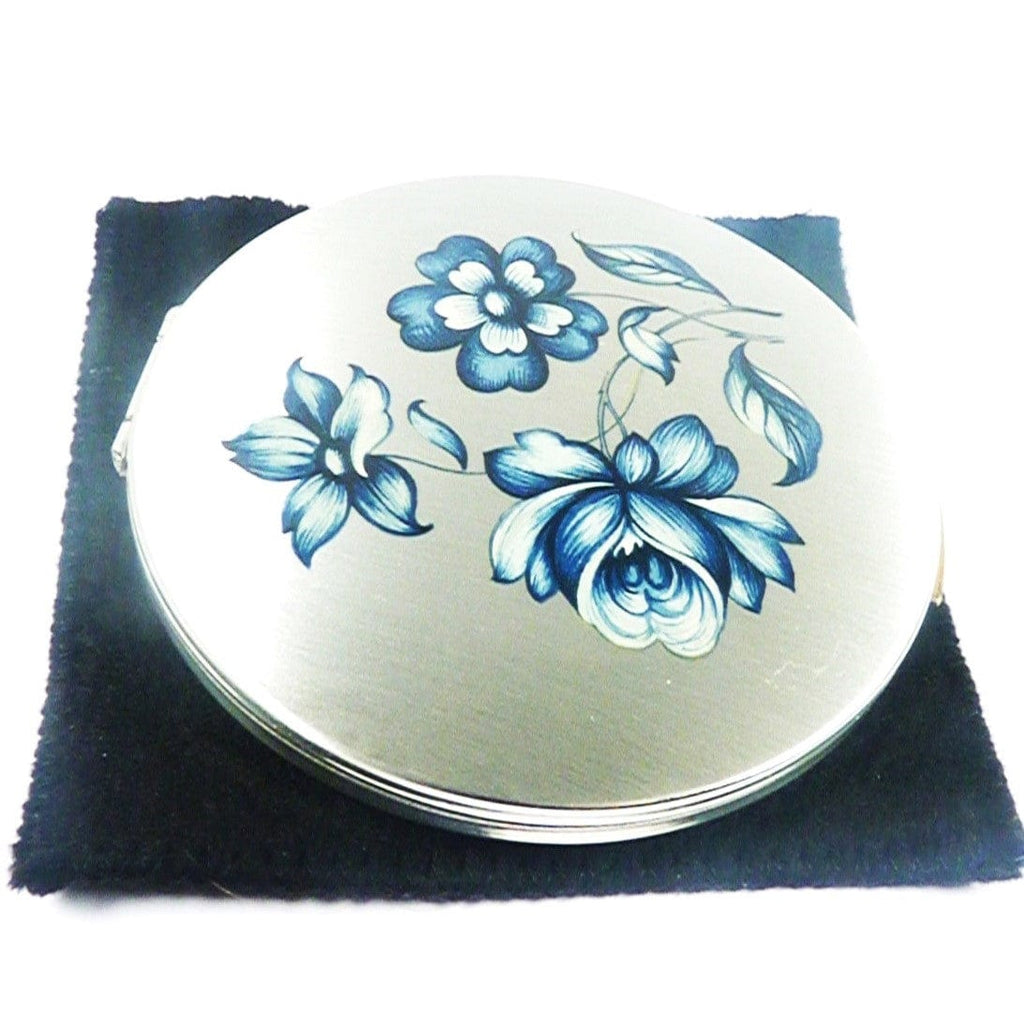 Blue Flower Makeup Mirror Compact