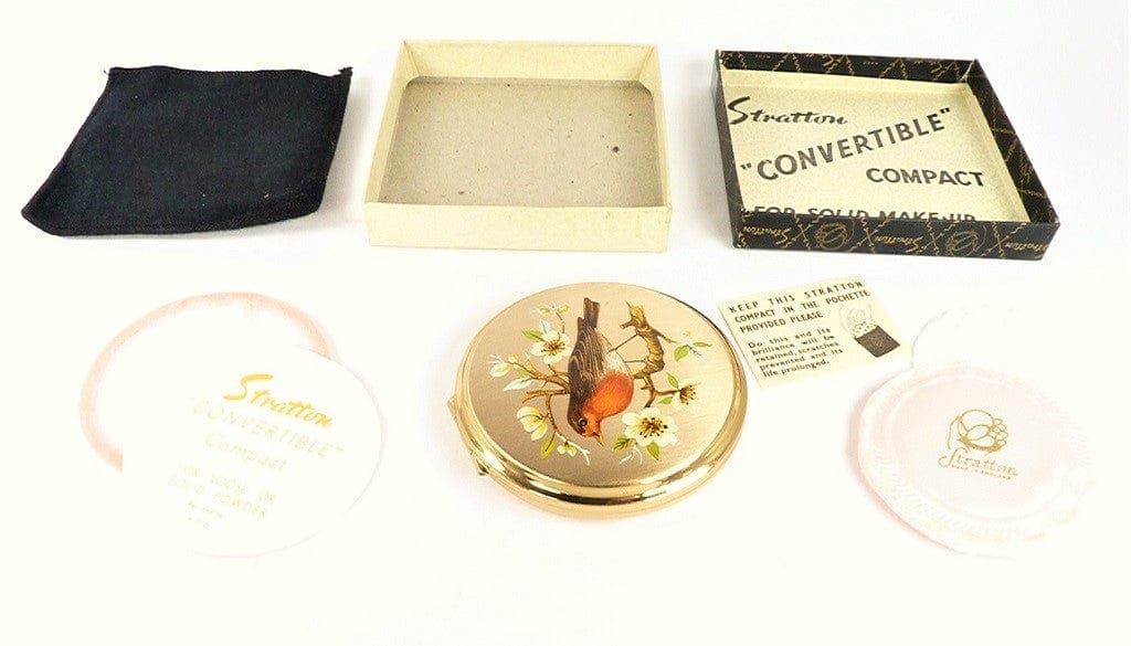 Boxed Unused Bird Series Stratton Powder Compact