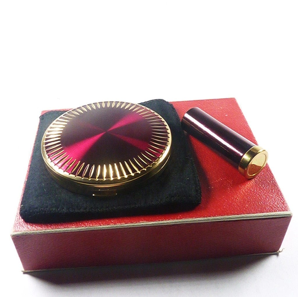 Crimson Lipstick Compact Mirror Set