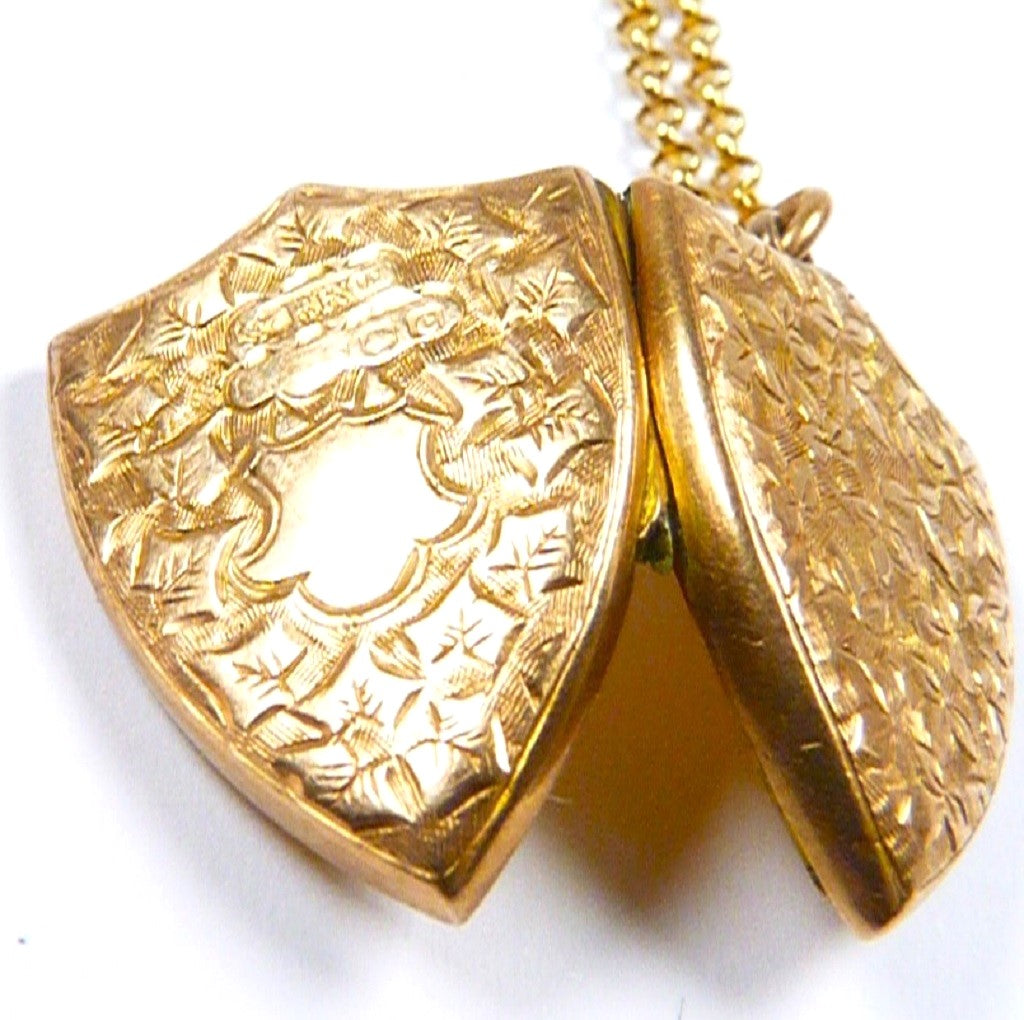 Deep Antique Gold Locket Necklace