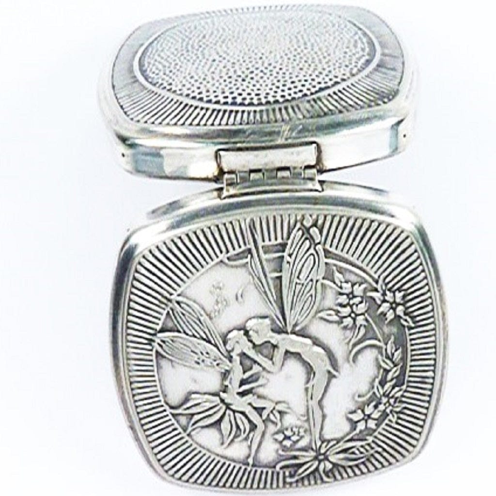 Djer-Kiss Kissing Fairies Antique Compact Mirror