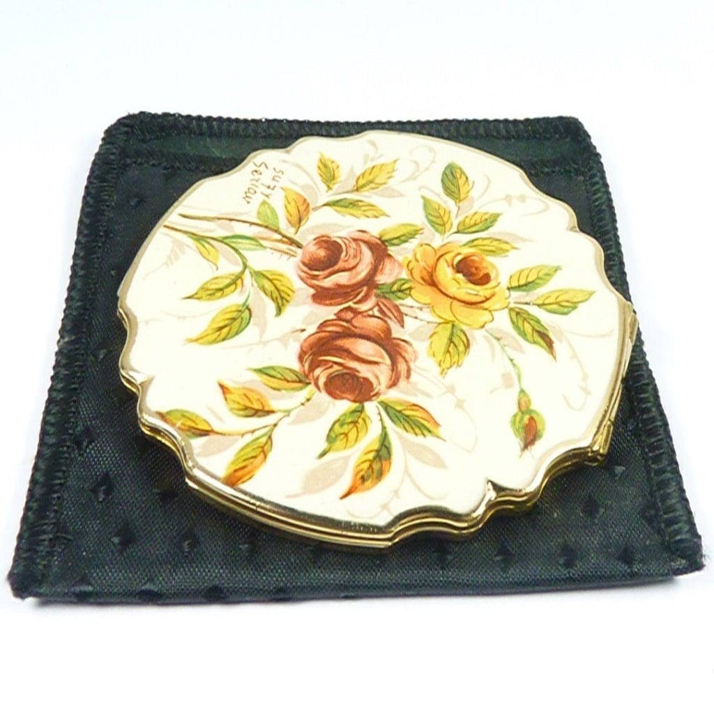 Dusky Roses Vintage Powder Compact