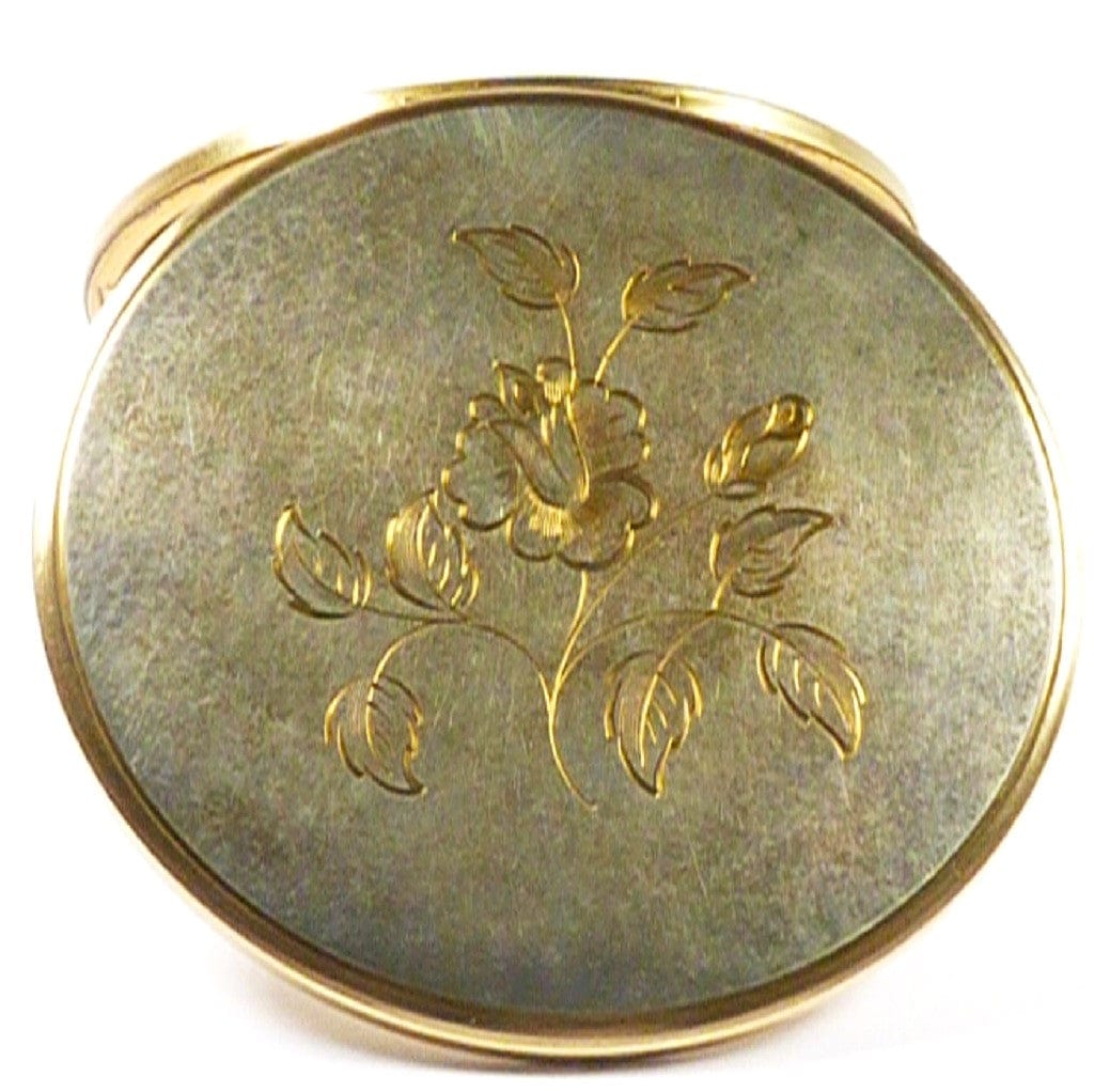 Floral Vintage Flapjack Powder Compact