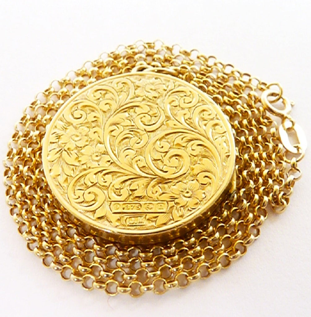 Fully Hallmarked Antique Gold Pendant Necklace