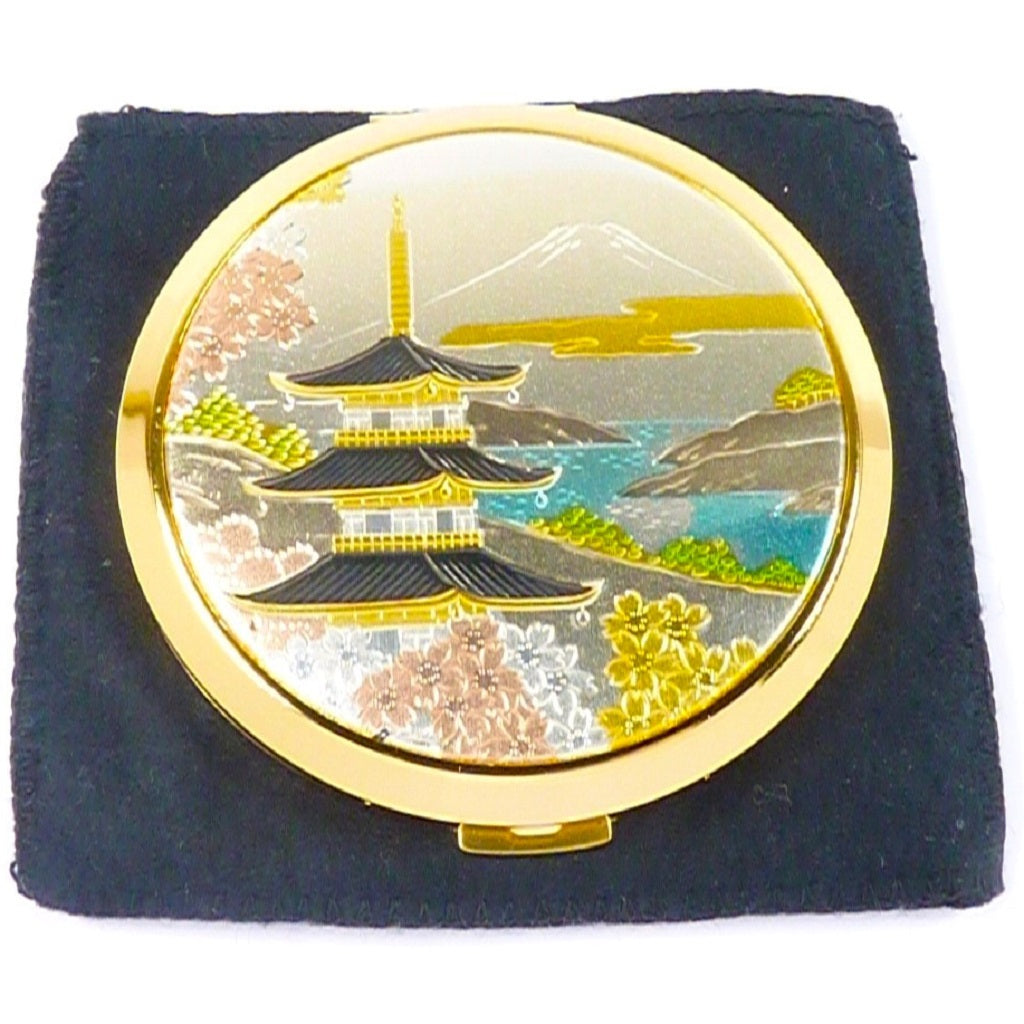 Gold And Silver Plated Japanese Compact Mirror