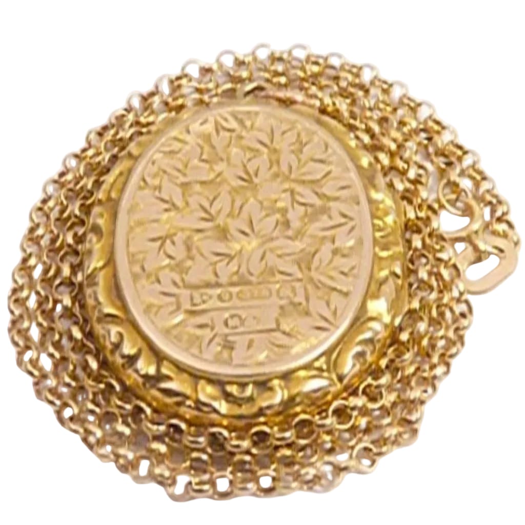 Antique Solid Gold Locket With Romantic Imagery And 9ct Necklace – The ...